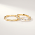 Eheringe Eternity Pair in 18k Gold, ein Ring mit Diamant-Vollbesatz
