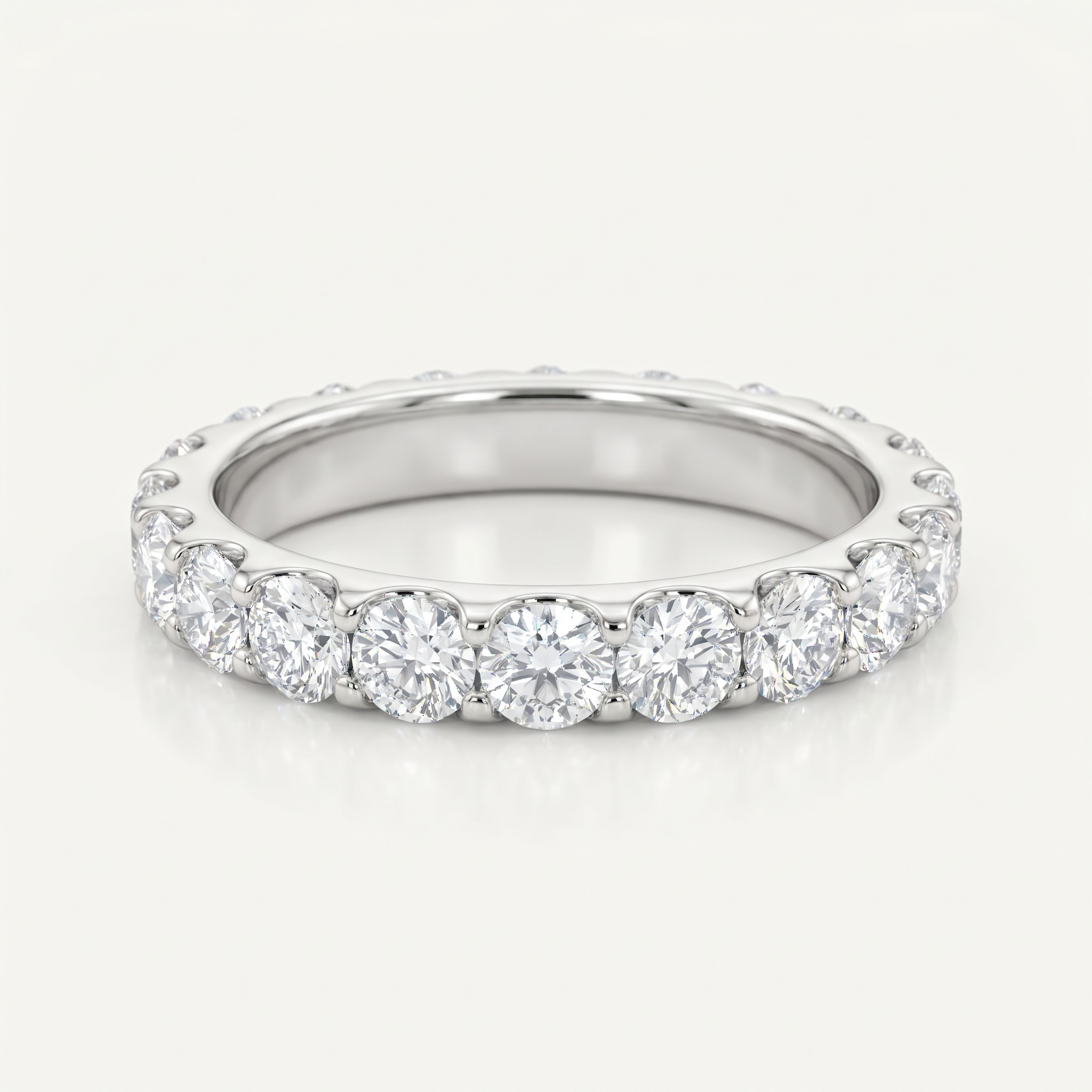 Memoire-Ring Eternity in 18k Weißgold mit rundum Diamantkranz