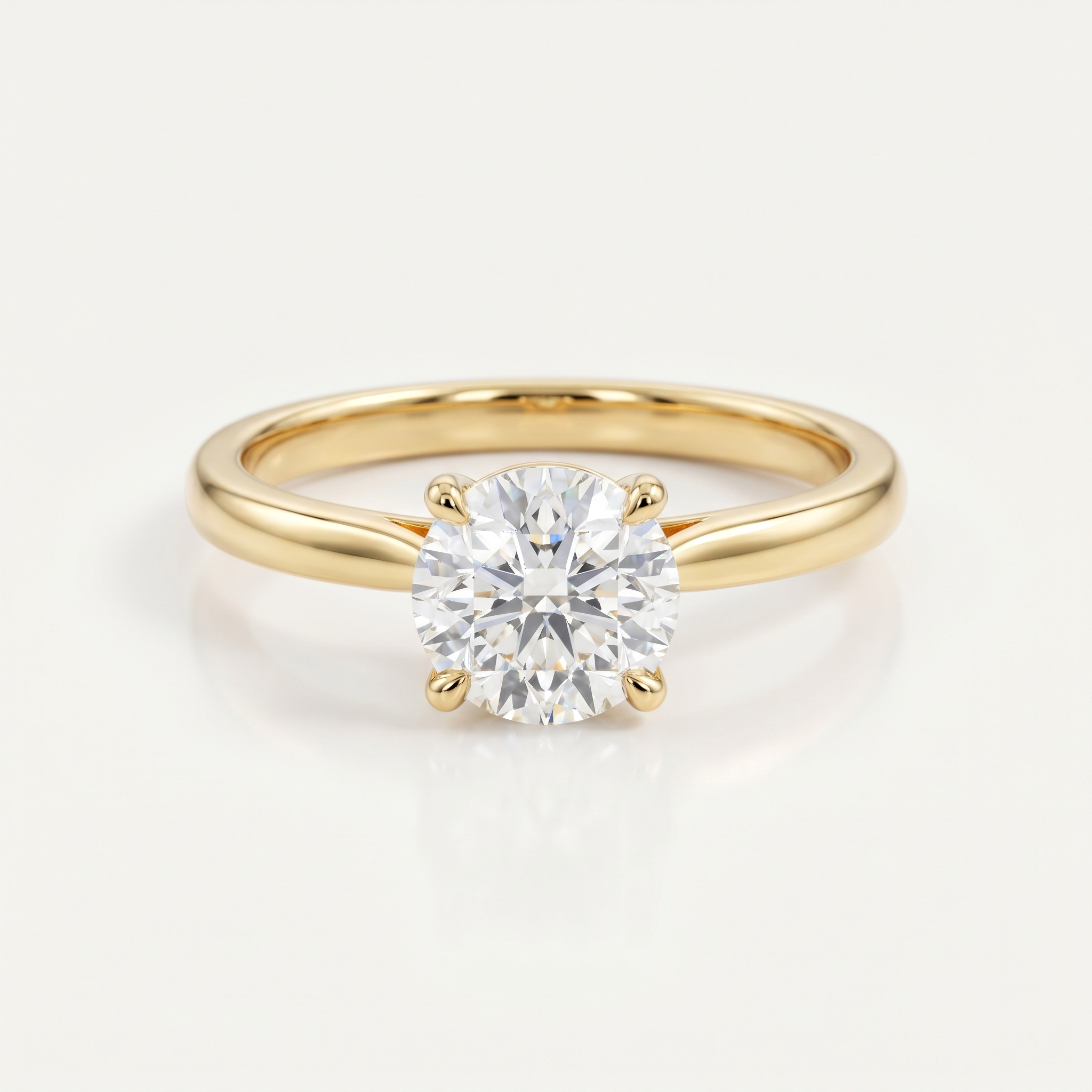 Solitär-Ring Aurora in 18k Gelbgold mit rundem Diamant