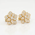 Ohrstecker Fiore in 18k Gelbgold, Blütenform mit Diamanten