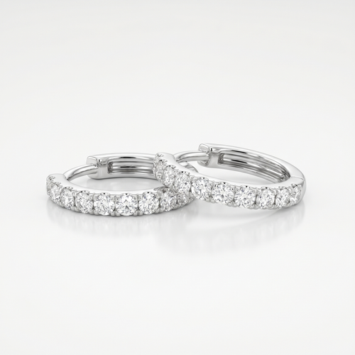 Creolen Luna in 18k Weißgold mit Diamantbesatz