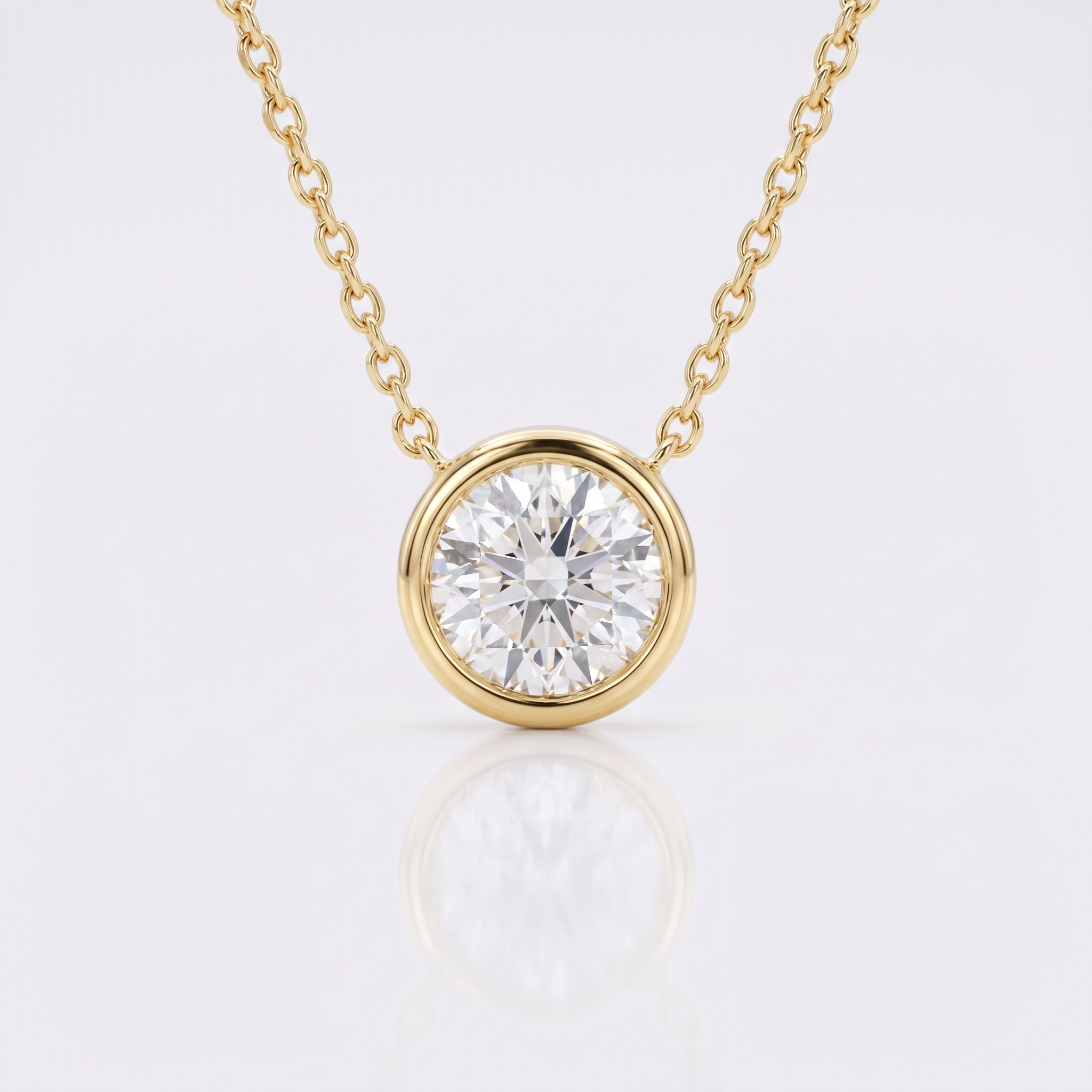 Diamant-Anhänger Goccia in 18k Gelbgold, Solitär an feiner Kette